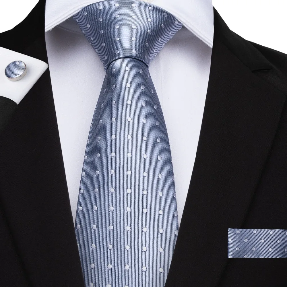 DiBanGu New Luxury Ash Blue White Dot Men's Tie Business Wedding Party Tie Set 100% Silk Necktie Hanky Cufflinks Tie MJ-7146
DiBanGu New Luxury Ash Blue White Dot Men's Tie Business Wedding Party Tie Set 100% Silk Necktie Hanky Cufflinks Tie MJ-7146