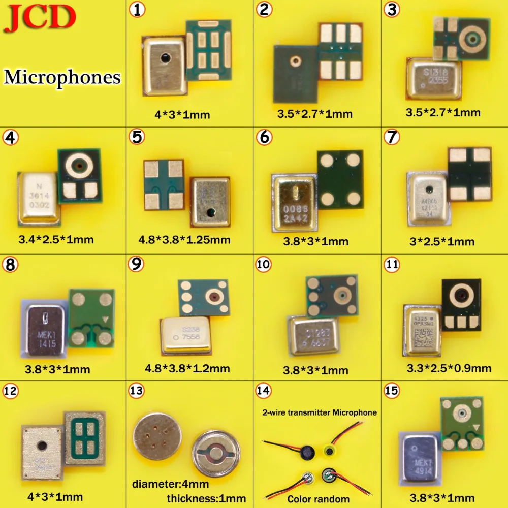 JCD New speak microphone inner For iphone 4 4S 5 5s 6 6s 7 8 x Mic inner for Xiaomi 3 for Redmi Note microphone chip Replacement
JCD New speak microphone inner For iphone 4 4S 5 5s 6 6s 7 8 x Mic inner for Xiaomi 3 for Redmi Note microphone chip Replacement