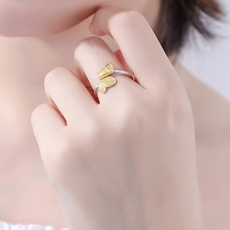 YAOLOGE 925 Sterling Silver Ladies Party Gold Color Leaf Rings Exquisite Temperament Jewelry Gift Wholesale Adjustable
YAOLOGE 925 Sterling Silver Ladies Party Gold Color Leaf Rings Exquisite Temperament Jewelry Gift Wholesale Adjustable