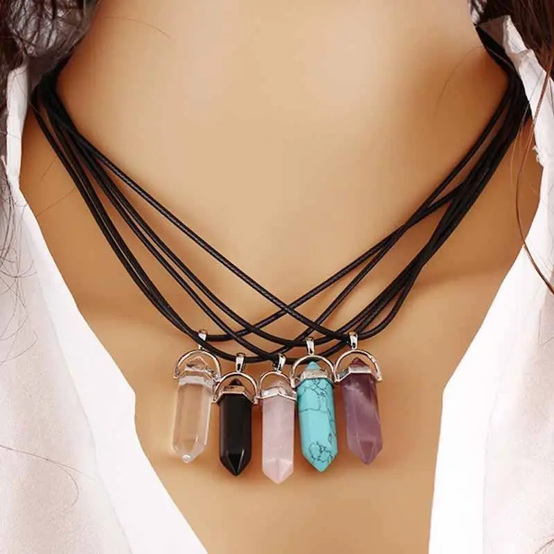 1pc Women Fashion Stone Pendant Necklaces Leather Cord Natural Stone Charms Necklace Gifts
1pc Women Fashion Stone Pendant Necklaces Leather Cord Natural Stone Charms Necklace Gifts