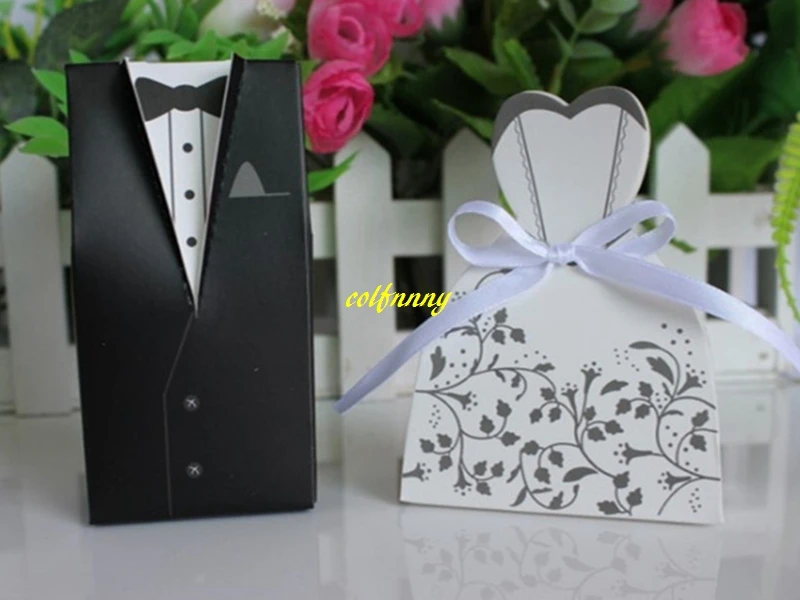 

100 шт./лот (50 невест + 50 жениха) Бесплатная доставка коробка для свадебных конфет бумажная коробка для невесты и жениха коробки для конфет подарочные коробки для свадебных подарков