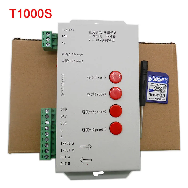 Контроллер T1000S 2048 пиксели DMX 512 SD карта WS2801 WS2811 WS2812B LPD6803 Светодиодная лента DC5V 12V 24V