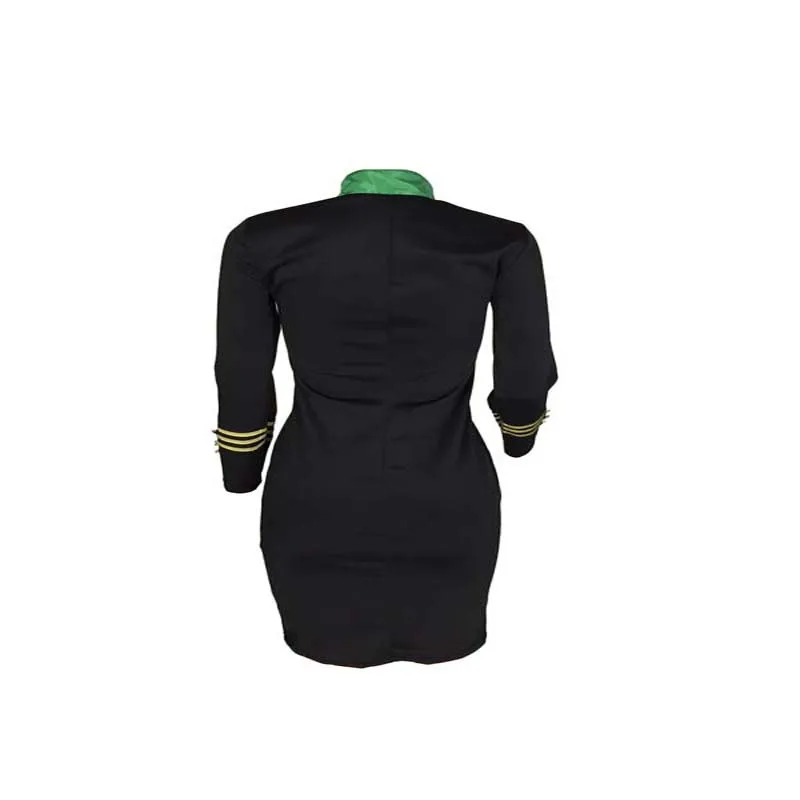 Fashion Elegant Vintage Embroidered Applique Green Collar Black Mini Dress Long Sleeve Bandage Pencil Dress Women Office Lady
Fashion Elegant Vintage Embroidered Applique Green Collar Black Mini Dress Long Sleeve Bandage Pencil Dress Women Office Lady