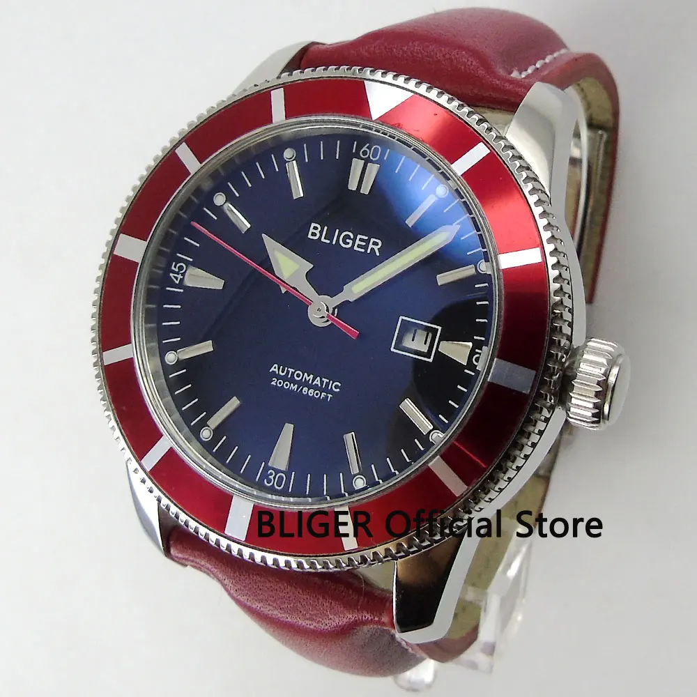Classic 46mm BLIGER Black Dial Luminous Pointer Red Turning Bezel Miyota Automatic Movement Men's Watch B91
Classic 46mm BLIGER Black Dial Luminous Pointer Red Turning Bezel Miyota Automatic Movement Men's Watch B91