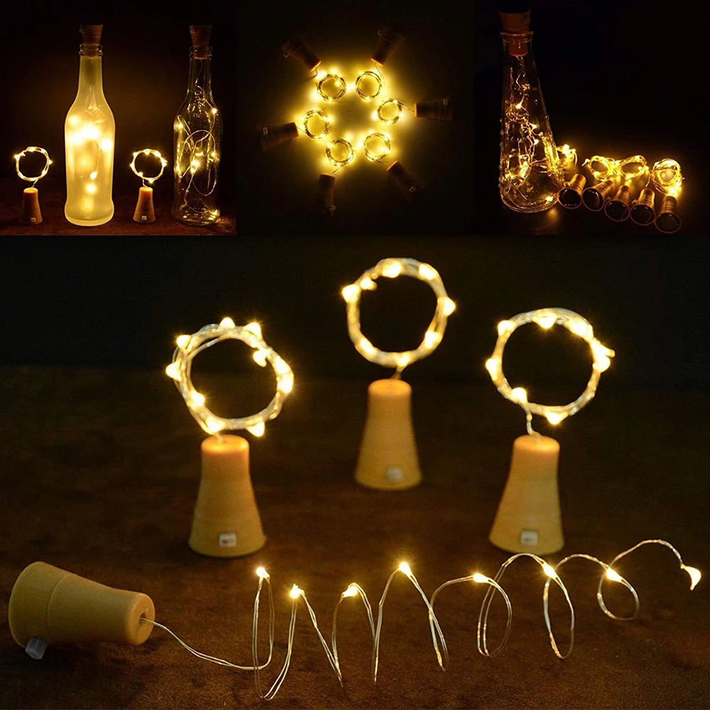 10pcs Solar Cork Wine Bottle Stopper Copper Wire String Fairy Lights Lamps Outdoor Party Decoration Home decor | Лампы и освещение