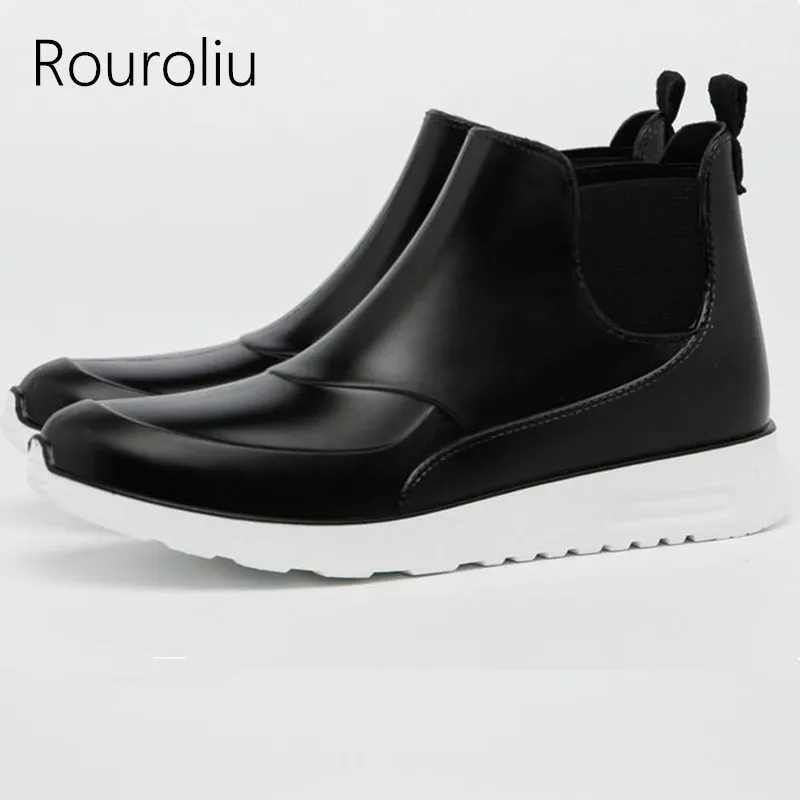 Rouroliu/мужские резиновые непромокаемые ботинки нескользящая непромокаемая обувь