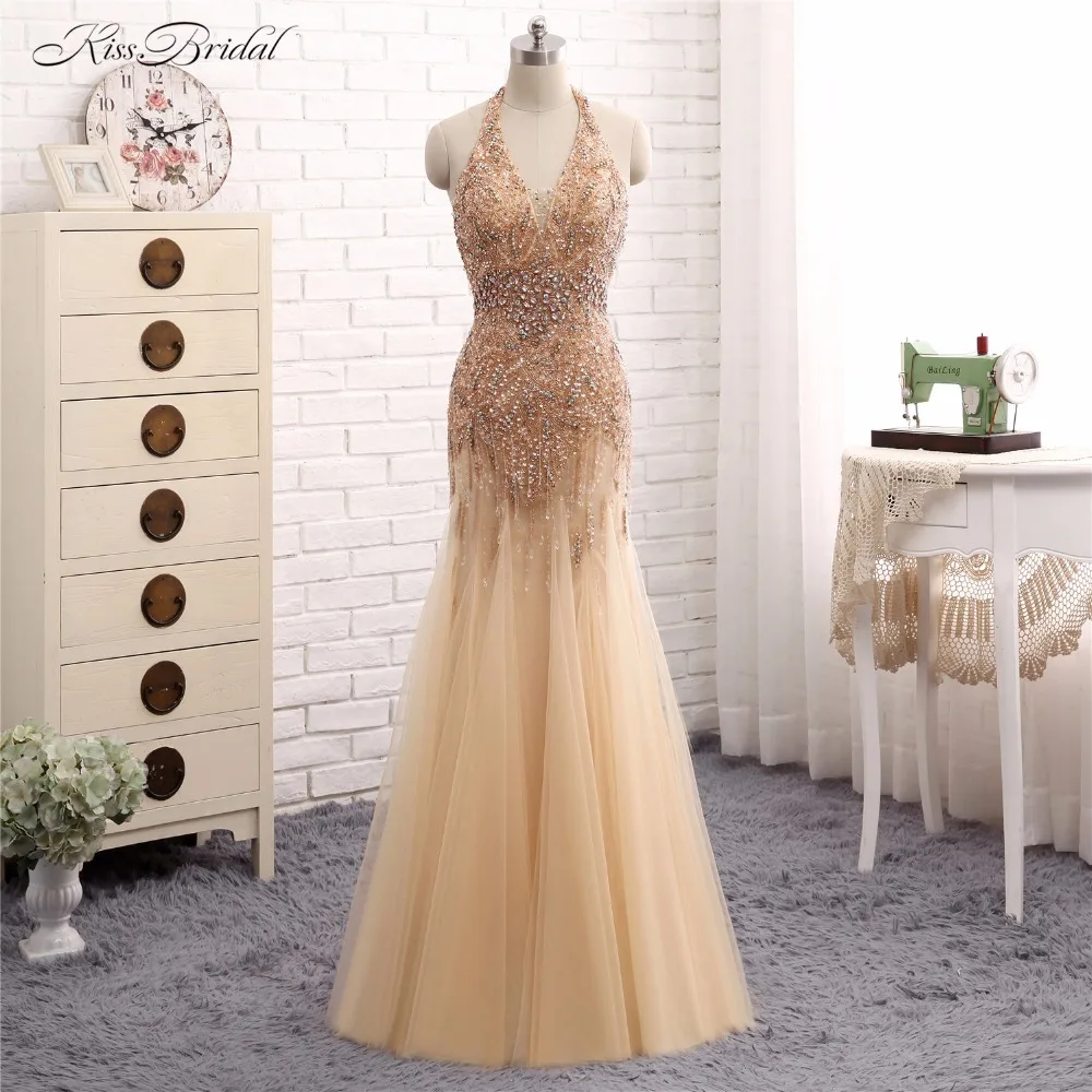 Abendkleider Mermaid Evening Dresses Long Vestido de Festa Halter V Neck Crystal Formal Party Prom Gown Robe de Soiree 2017
Abendkleider Mermaid Evening Dresses Long Vestido de Festa Halter V Neck Crystal Formal Party Prom Gown Robe de Soiree 2017