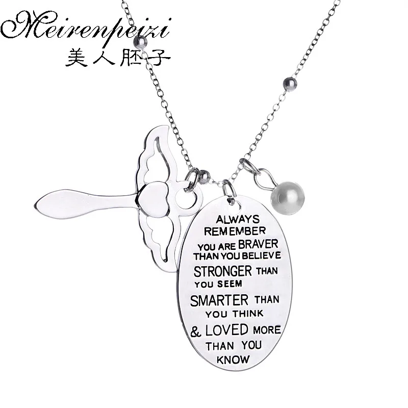 'Always Remember You Are Braver Then You Believe ' Imitation Pearls Beautiful Guardian Angel Pendant Necklace Gift Jewelry
'Always Remember You Are Braver Then You Believe ' Imitation Pearls Beautiful Guardian Angel Pendant Necklace Gift Jewelry