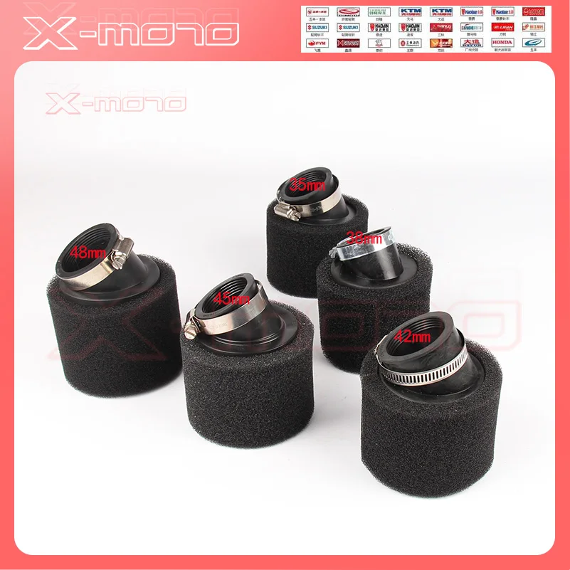 

35mm 38mm 42mm 45mm 48mm Bend Elbow Neck Foam Air Filter Sponge Cleaner Moped Scooter Dirt Pit Bike Motorcycle BLACK Kayo BSE