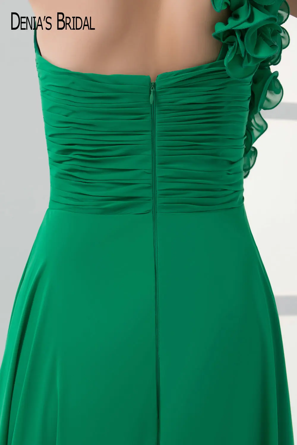 Зеленое вечернее платье-трапеция с открытым плечом платье ручной работы до пола