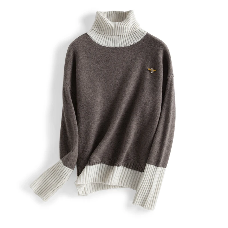 wool blend thick knit women fashion patchwork color pullover sweater turtleneck coffee one&over size
wool blend thick knit women fashion patchwork color pullover sweater turtleneck coffee one&over size