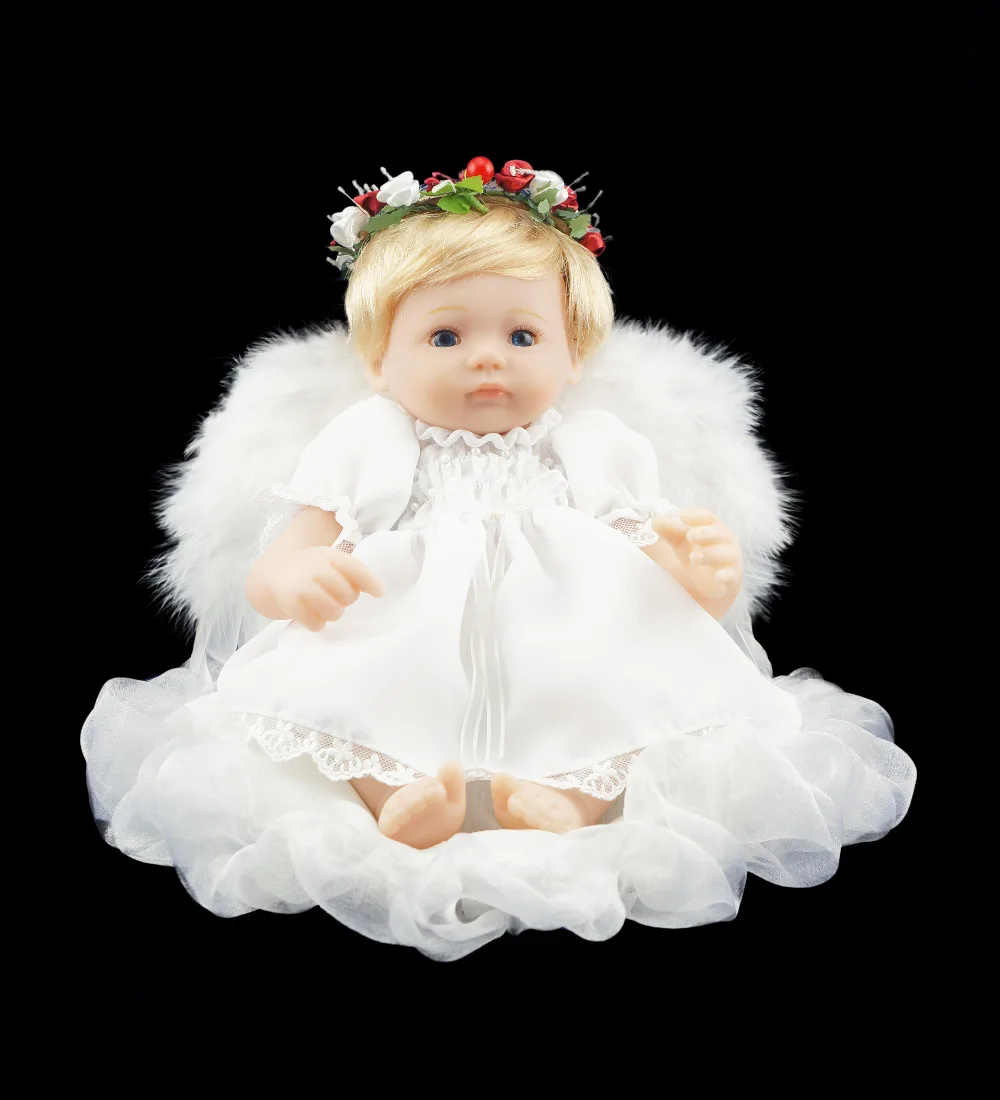Cosette Vinyl Baby Dolls White Angel Wings 16-Inch with Cushion & Flower Garland
Cosette Vinyl Baby Dolls White Angel Wings 16-Inch with Cushion & Flower Garland
