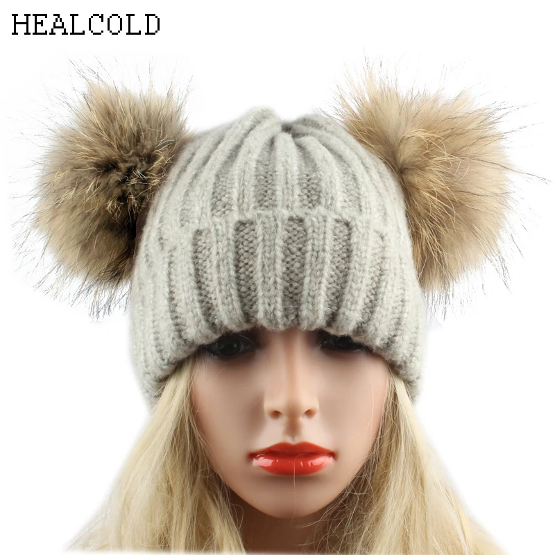 Double Pompoms Fur Hat Women Wool Beanies For Ladies Warm Knitted Skullies Cap Girls Winter Real Raccoon Fur Pompom Hat
Double Pompoms Fur Hat Women Wool Beanies For Ladies Warm Knitted Skullies Cap Girls Winter Real Raccoon Fur Pompom Hat
