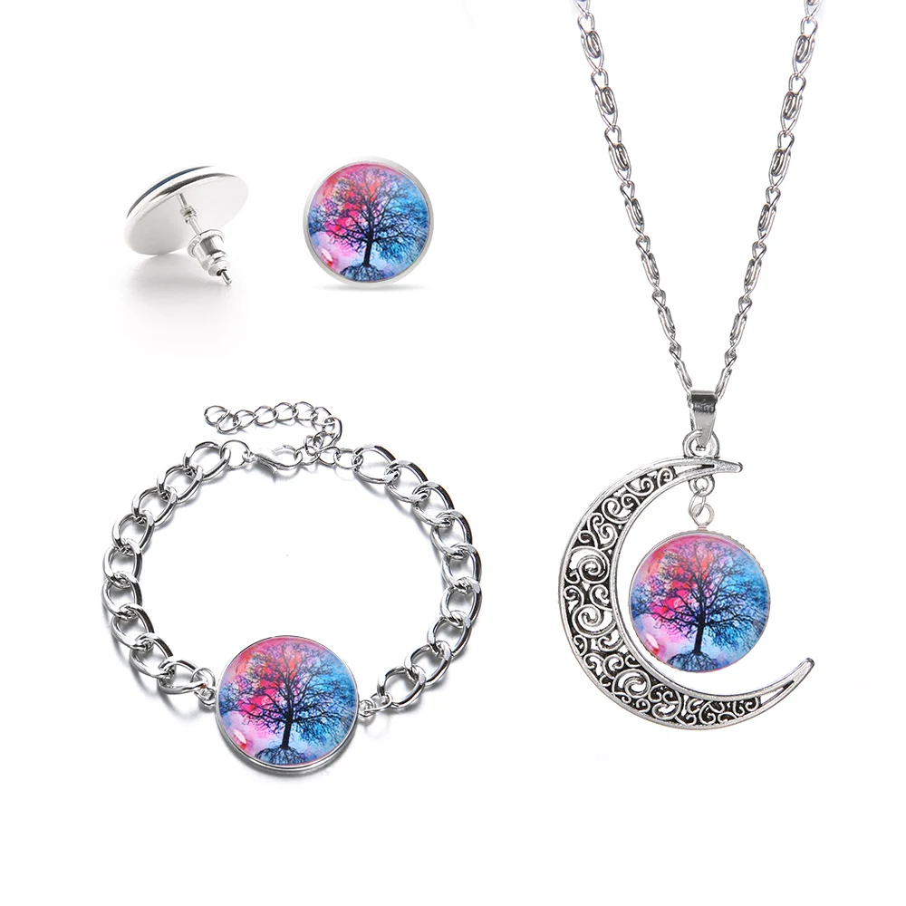 Life of Tree Moon Glass Pendant Necklace Fashion Statement Crescent Jewelry Set Galaxy Silver Color Necklace For Women Girl
Life of Tree Moon Glass Pendant Necklace Fashion Statement Crescent Jewelry Set Galaxy Silver Color Necklace For Women Girl