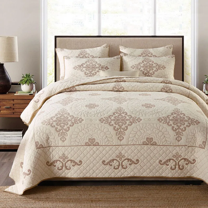 CHAUSUB Cotton Quilt Set 3PCS Bedspread on the Bed Luxury Embroidered Bed Cover with Pillowcase King Size Beige Coverlet
CHAUSUB Cotton Quilt Set 3PCS Bedspread on the Bed Luxury Embroidered Bed Cover with Pillowcase King Size Beige Coverlet