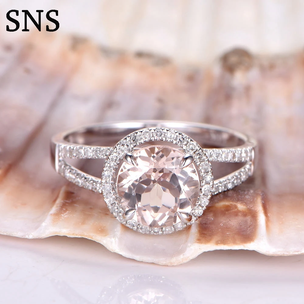 Morganite Engagement Ring 8.0mm Round Cut Pink Morganite Ring 14k White Gold Set with Moissanite Solitaire Ring Promise Ring
Morganite Engagement Ring 8.0mm Round Cut Pink Morganite Ring 14k White Gold Set with Moissanite Solitaire Ring Promise Ring