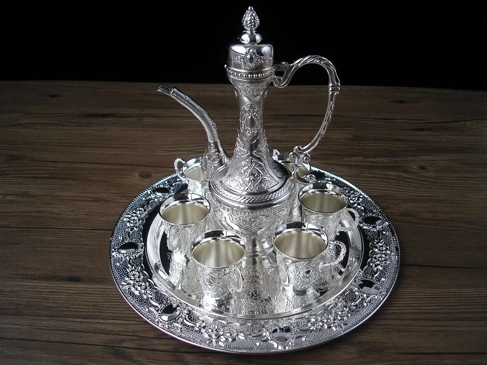 8 PCS/set metal silver white wine set kitchen dining bar 6 wine cup 1 jar 1 tray embossed moonshine carved wine accessories 319E
8 PCS/set metal silver white wine set kitchen dining bar 6 wine cup 1 jar 1 tray embossed moonshine carved wine accessories 319E