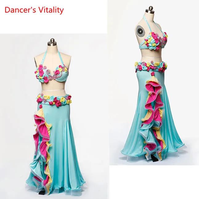 Women Belly Dance Costume Bra+belt +skirt 3 Piece SetHandmade Customized Macarons Color Flower Type Performance Show Suit
Women Belly Dance Costume Bra+belt +skirt 3 Piece SetHandmade Customized Macarons Color Flower Type Performance Show Suit