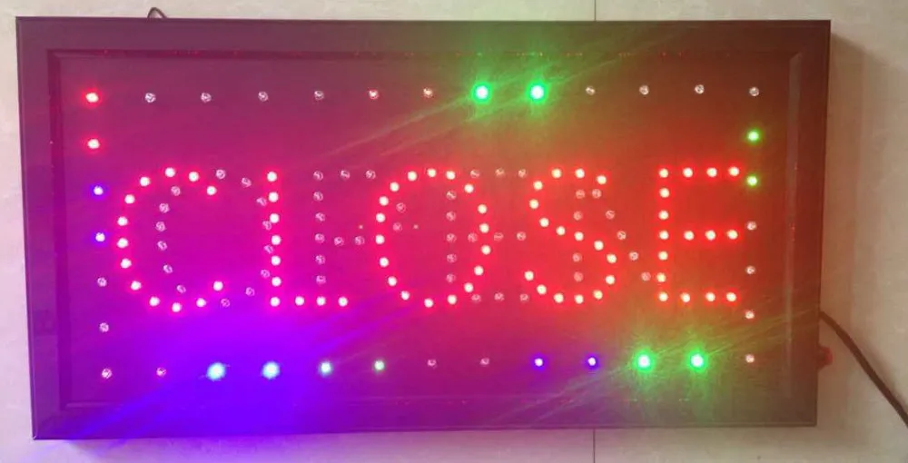customized open closed sign 10X19 inch indoor Ultra Bright flashing led lighted signs business store signage display
