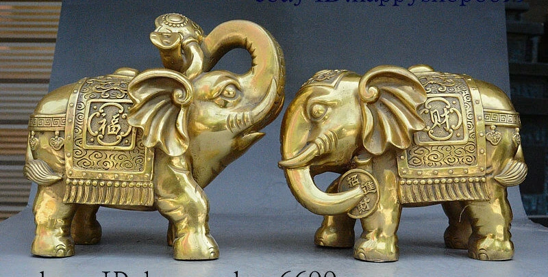 10" Collect China Brass Fengshui Wealth Elephant Ruyi Coin Statue Pair Decorate
10" Collect China Brass Fengshui Wealth Elephant Ruyi Coin Statue Pair Decorate