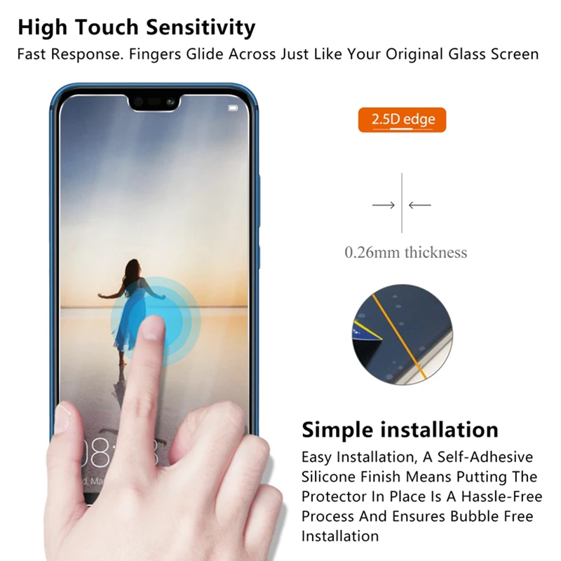 Полное закаленное стекло для huawei Y5 Y6 Y9 Prime 2018 Nova 4 Россия Honor 7A 7C Pro 5 99 P smart plus 2019 9H