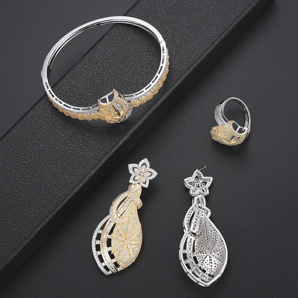 Luxury Plant Cubic Zirconia bridal jewelry sets for women nigerian Dubai Jewelry sets Necklace Earrings set Bangle Ring Jewelry
Luxury Plant Cubic Zirconia bridal jewelry sets for women nigerian Dubai Jewelry sets Necklace Earrings set Bangle Ring Jewelry