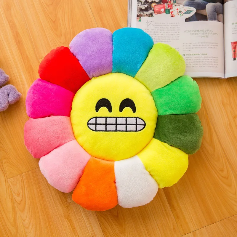 

Cute sunflower Cushions QQ Smiley Emotion Soft Decorative Pillows 30/40/50cm Cusion Cotton Home Textile Christmas Gift