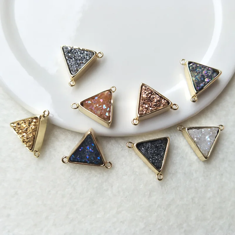 10pcs Gold color triangle stone Druzy Geode Pendant Connector Double Bail DIY Making Bracelet necklace Jewelry CT141
10pcs Gold color triangle stone Druzy Geode Pendant Connector Double Bail DIY Making Bracelet necklace Jewelry CT141