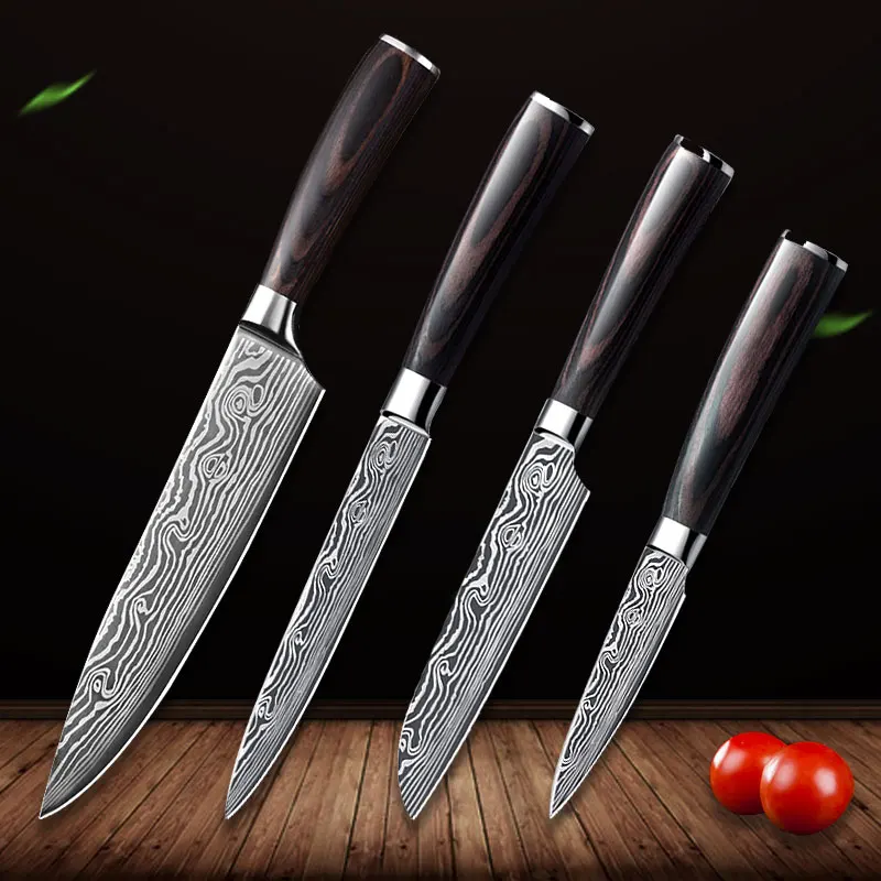 Kitchen Knives Damascus Veins Stainless Steel Knives Color Wood Handle Paring Utility Santoku Slicing Chef Cooking Knife
Kitchen Knives Damascus Veins Stainless Steel Knives Color Wood Handle Paring Utility Santoku Slicing Chef Cooking Knife