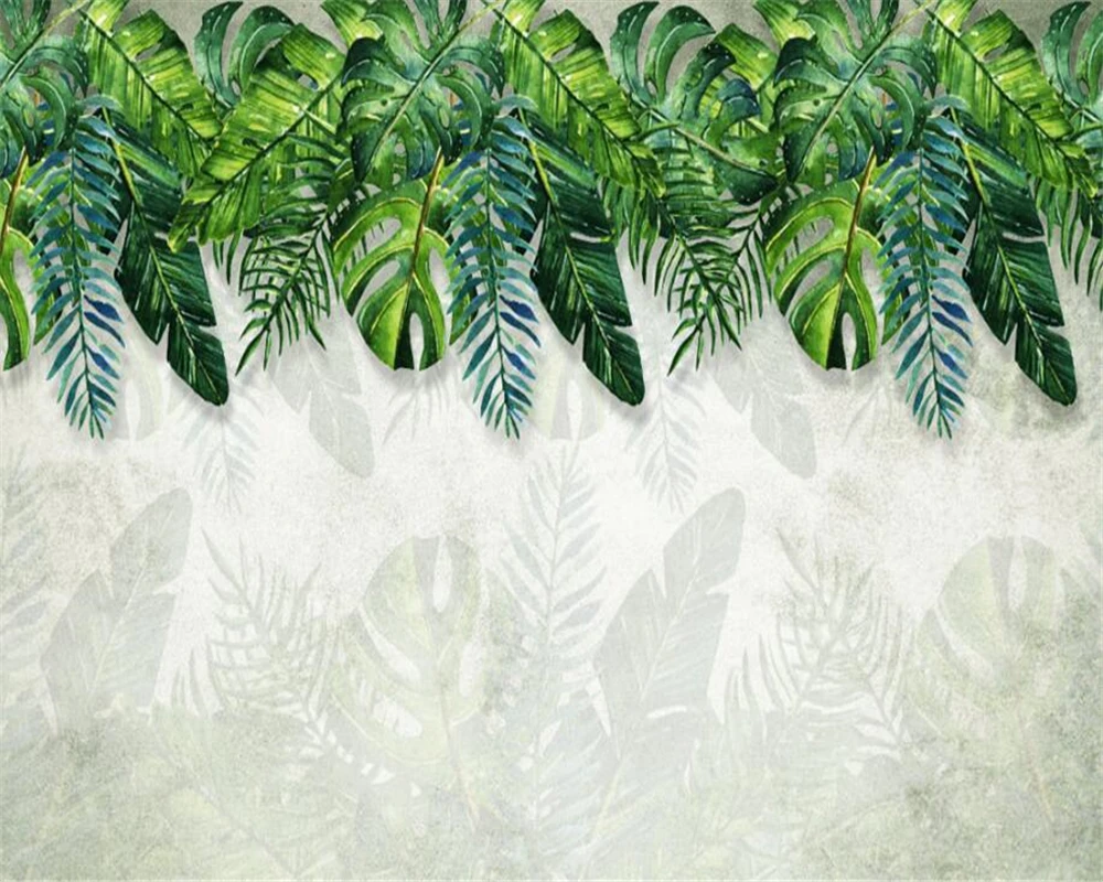 

Beibehang modern wallpaper Nordic small fresh tropical rainforest banana leaf mural background wall 3d wallpaper papier peint