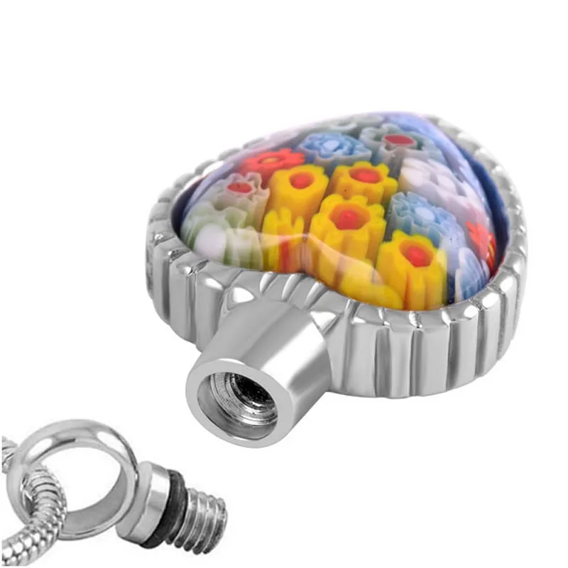 IJD8551 Stainless Steel Colorful Heart Cremation for Ashes Urn Necklace Glass Flower Memorial Pendant Waterproof Jewelry
IJD8551 Stainless Steel Colorful Heart Cremation for Ashes Urn Necklace Glass Flower Memorial Pendant Waterproof Jewelry