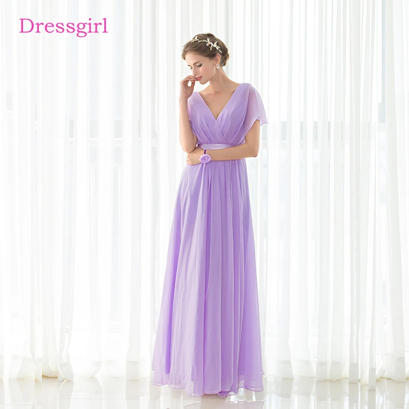 Lavender Cheap Bridesmaid Dresses Under 50 A-line V-neck Cap Sleeves Floor Length Chiffon Long Wedding Party Dresses
Lavender Cheap Bridesmaid Dresses Under 50 A-line V-neck Cap Sleeves Floor Length Chiffon Long Wedding Party Dresses
