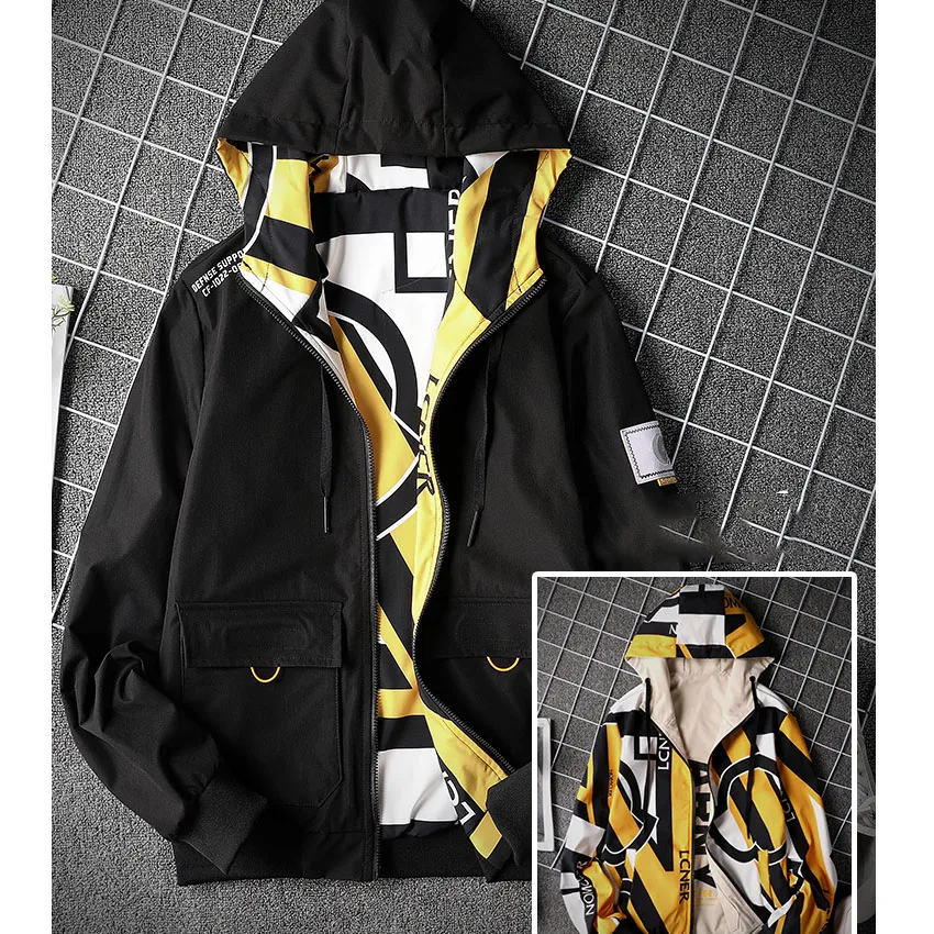 Reversible thin jacket students hooded coat men letter print outerwear plus size 2019 spring autumn
Reversible thin jacket students hooded coat men letter print outerwear plus size 2019 spring autumn