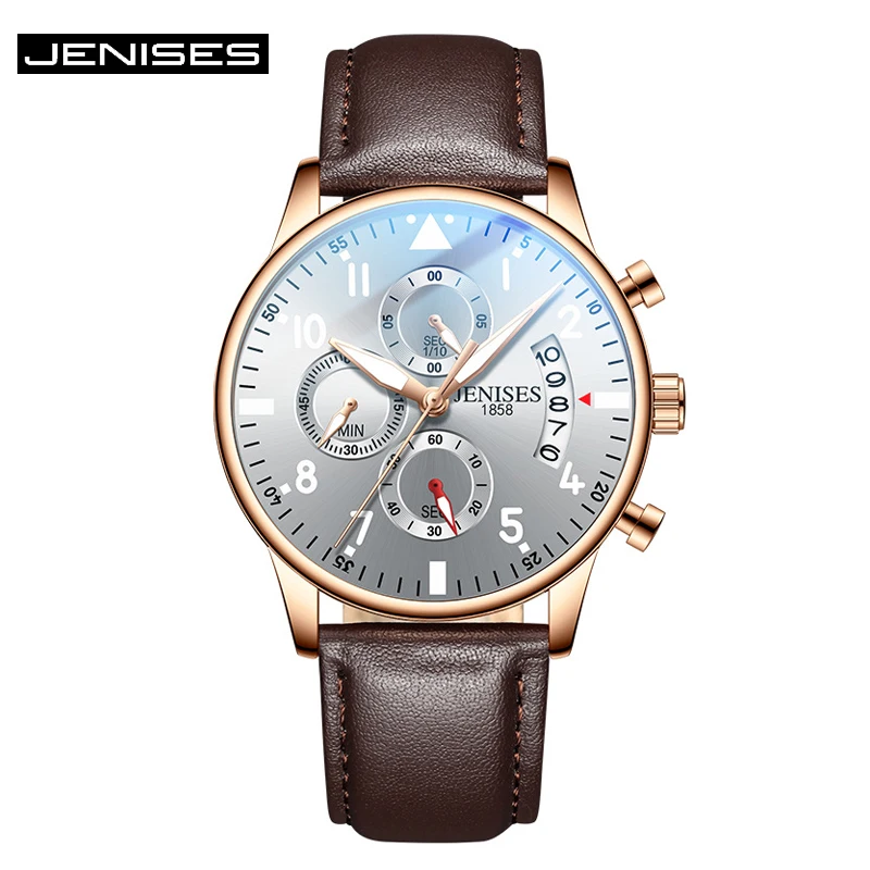 JENISES Men's Sport Quartz Watch Men Fashion Military Chronograph Clock Male Leather Strap Casual Waterproof Business Wristwatch
JENISES Men's Sport Quartz Watch Men Fashion Military Chronograph Clock Male Leather Strap Casual Waterproof Business Wristwatch