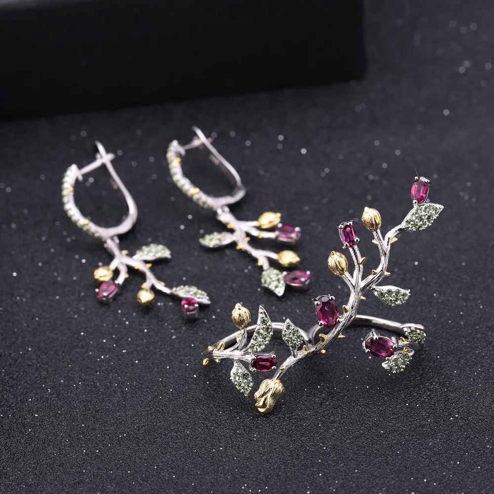 GEM'S BALLET 1.26Ct Natural Rhodolite Garnet Earrings 925 Sterling Silver Handmade Branch Drop Earrings for Women Wedding Bijoux
GEM'S BALLET 1.26Ct Natural Rhodolite Garnet Earrings 925 Sterling Silver Handmade Branch Drop Earrings for Women Wedding Bijoux