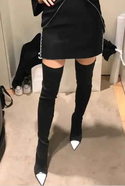 autumn winter boots women white and black stretch fabric boots sexy high heels thigh high boots pointed toe women shoes
autumn winter boots women white and black stretch fabric boots sexy high heels thigh high boots pointed toe women shoes
