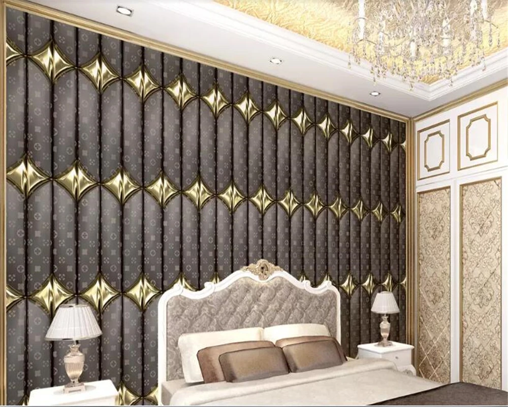 beibehang Custom photo wallpaper 3d bedroom mural checkered stitching soft pack wall background | Обустройство дома