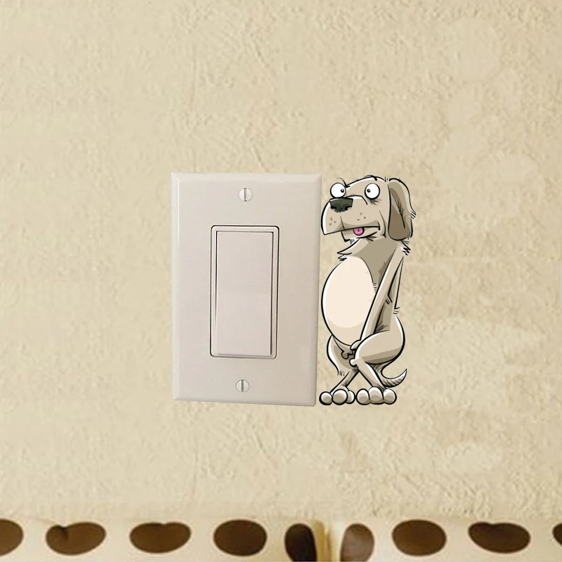 YOJA A Urinating Puppy Bedroom Wall Stickers And Interesting Switch Decals 8SS0354 | Дом и сад