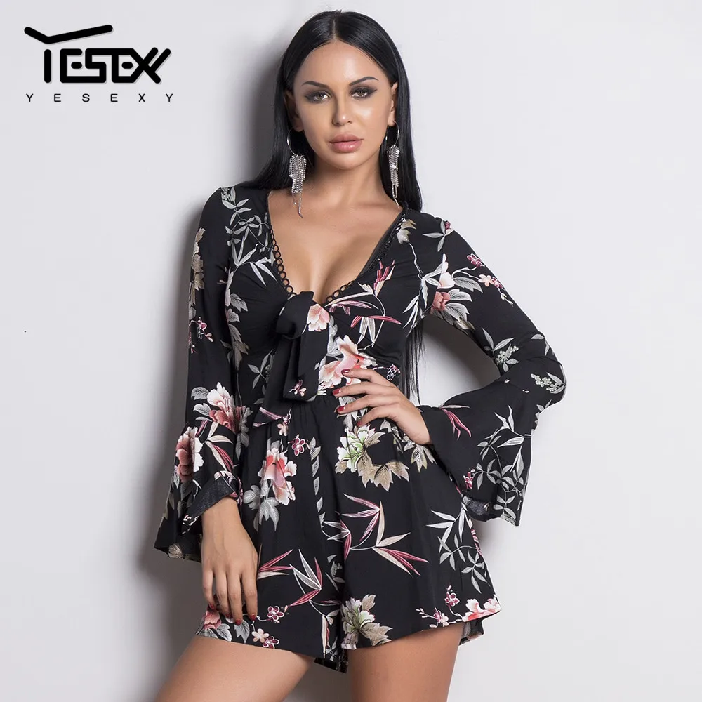 Yesexy 2021 Summer Floral Print Deep V Neck Mesh Women Playsuits Long Flare Sleeve Lace up Rompers Women Jumpsuits VR1880
Yesexy 2021 Summer Floral Print Deep V Neck Mesh Women Playsuits Long Flare Sleeve Lace up Rompers Women Jumpsuits VR1880