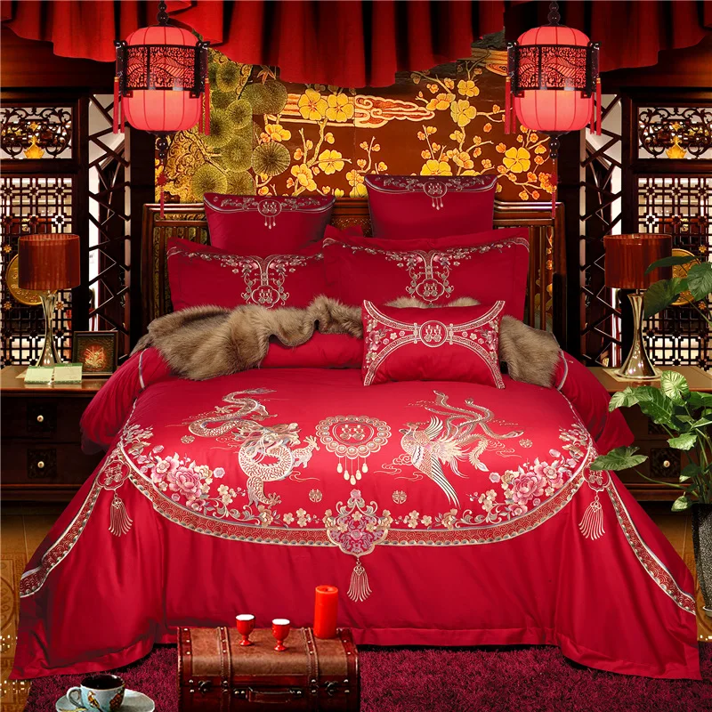 2018 Wedding Bedding Set Embroidery Quilt Cover queen full King Size Home Bed Set red Bedclothes 4/7pcs
2018 Wedding Bedding Set Embroidery Quilt Cover queen full King Size Home Bed Set red Bedclothes 4/7pcs