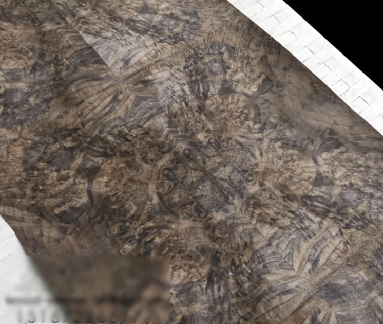 Length: 2.5 meters Width: 55cm Thickness:0.3mm Luxury hotel house Black walnut Burl Splice Wood Veneer (back side:Kraft paper)
Length: 2.5 meters Width: 55cm Thickness:0.3mm Luxury hotel house Black walnut Burl Splice Wood Veneer (back side:Kraft paper)