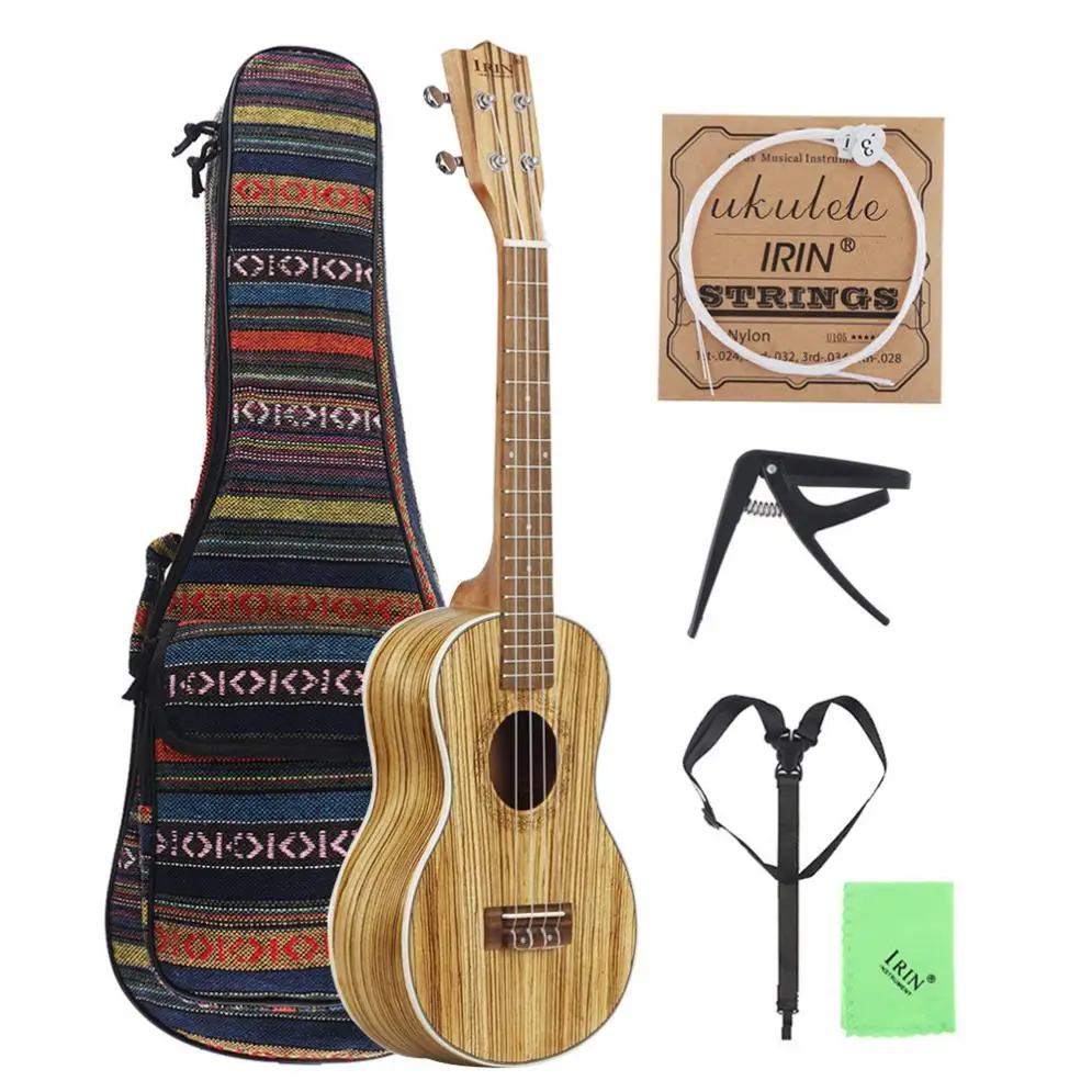 24 Inch Concert Ukulele Zebra Wood 18 Fret Four Strings Hawaii Guitar with Bag Capo Strap String Cloth for Beginners
24 Inch Concert Ukulele Zebra Wood 18 Fret Four Strings Hawaii Guitar with Bag Capo Strap String Cloth for Beginners