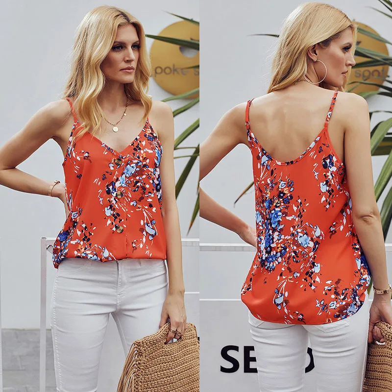 SEBOWEL Floral Print Sleeveless Button Tank Top Woman Summer Female V-Neck Vest 2019 Ladies Spaghetti straps Plus Size Tank Tops
SEBOWEL Floral Print Sleeveless Button Tank Top Woman Summer Female V-Neck Vest 2019 Ladies Spaghetti straps Plus Size Tank Tops