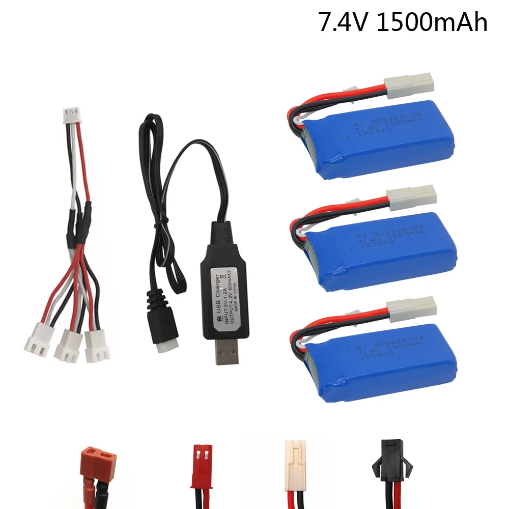 1/3 шт. 7 4 В 1500 мА · ч аккумулятор 903462 с USB зарядным устройством для FT009 RC лодки 12428