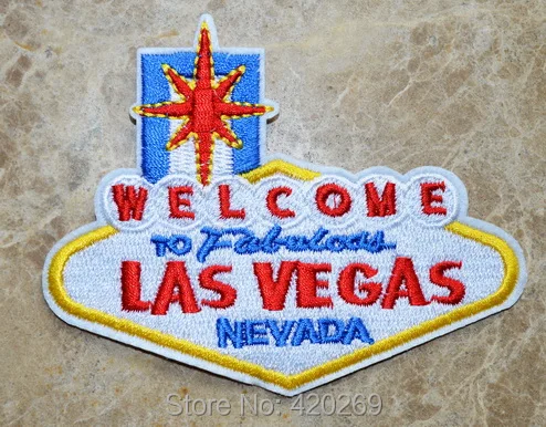 

120x Welcome To Fabulous Las Vegas Iron On Patches, sew on patch,Appliques, Made of Cloth,100% Guaranteed Quality