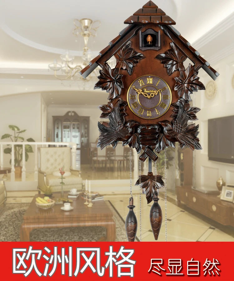 Cuckoo clock christmas decorations for home pendulum control manual solid wood engraving European clock retro living room watch
Cuckoo clock christmas decorations for home pendulum control manual solid wood engraving European clock retro living room watch