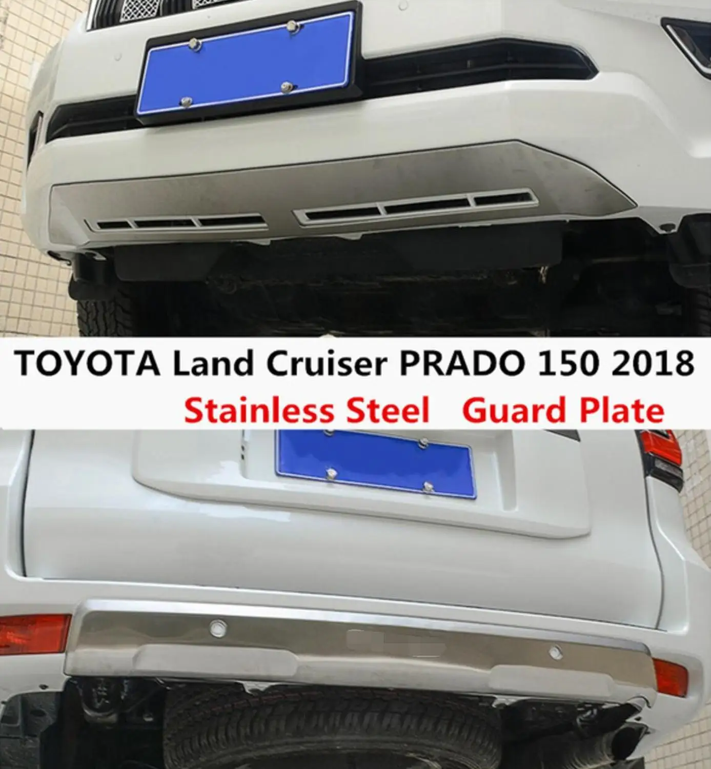 Фото Передний + задний бампер для TOYOTA LAND CRUISER PRADO FJ150 2018 диффузор бамперы из нержавеющей