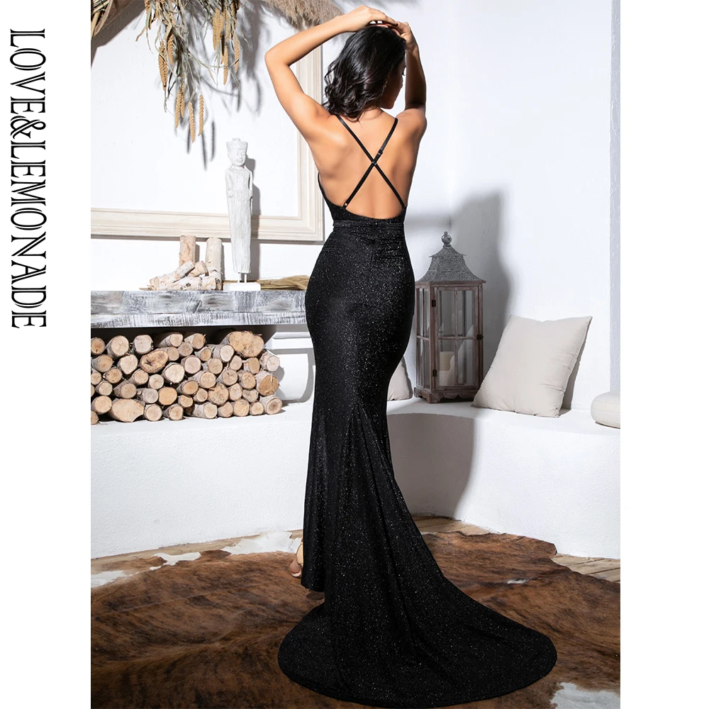LOVE&LEMONADE Sexy Black Deep V-Neck Cut Out Bodycon Shiny Elastic Fabric Maxi Dress LM81709-1
LOVE&LEMONADE Sexy Black Deep V-Neck Cut Out Bodycon Shiny Elastic Fabric Maxi Dress LM81709-1