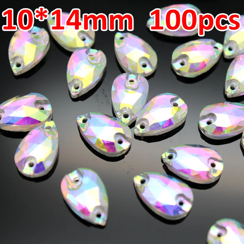 10*14mm 100pcs Teardrop Sew on Stone Crystal Clear AB color Flatback Droplet Sewing Crystal 2 holes For Dress Garment
10*14mm 100pcs Teardrop Sew on Stone Crystal Clear AB color Flatback Droplet Sewing Crystal 2 holes For Dress Garment