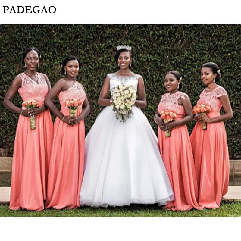 Pink Long Lace Bridesmaids Dresses Sleeveless Customized Chiffon Mismatched Prom Bridesmaids Dress Custom Made
Pink Long Lace Bridesmaids Dresses Sleeveless Customized Chiffon Mismatched Prom Bridesmaids Dress Custom Made